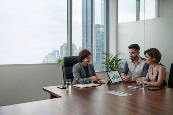Financial planning consultation — VYGenius advisor with clients